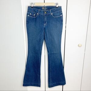 Vintage Bebe Womens Flare Blue Jeans Size 29 butcut denim USA